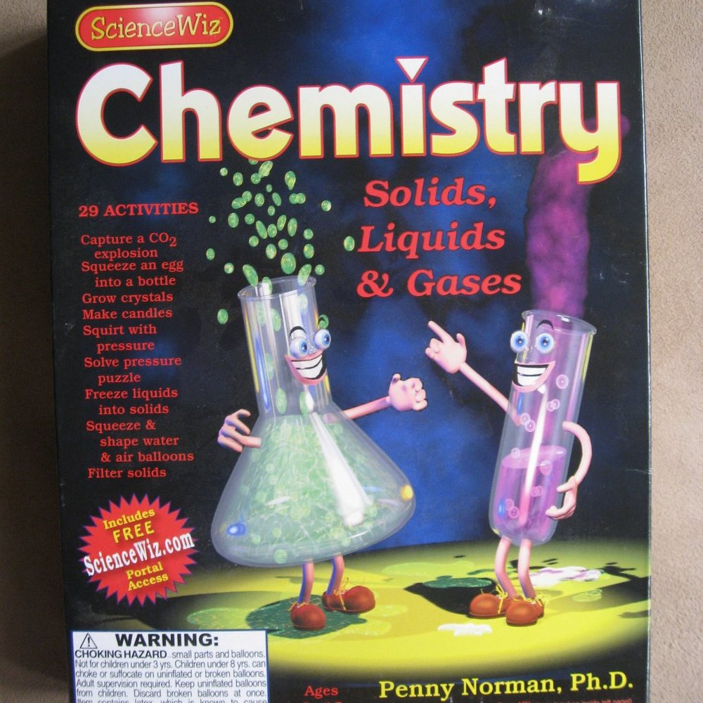 New In Box Science Wiz Penny Norman Chemistry Set Kit Solids Liquids Gases Book